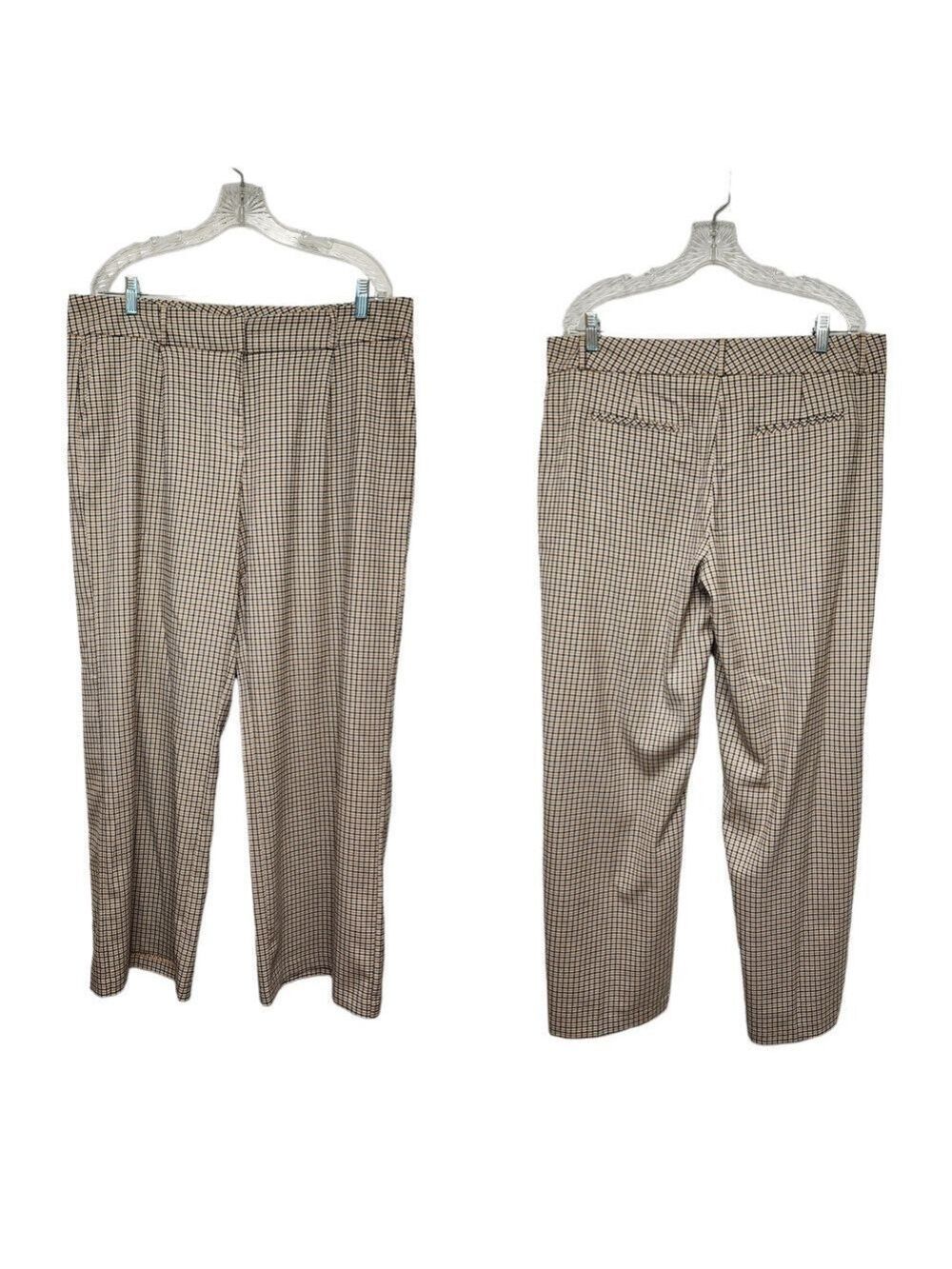 CATO Glen Check Plaid Brown Mid-Rise Wide-Leg Size 16